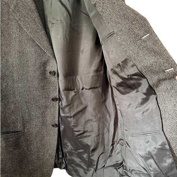 Armani Collezioni Brown Herringbone Stripe Blazer Mens Size EU 52R Wool Silk - Picture 8 of 13